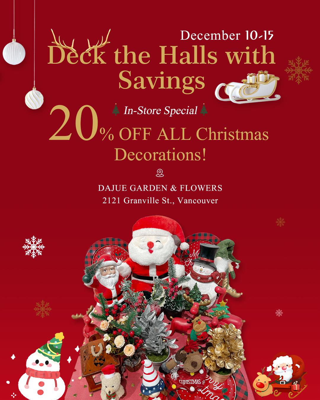 20% OFF all Christmas decorations